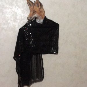 Elegant black sequin scarf wrap.